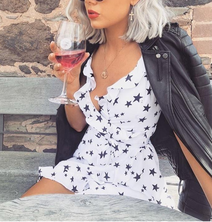 Polka Dot Ruffled V-Neck Cami Dress