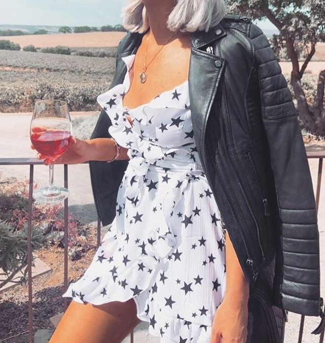 Polka Dot Ruffled V-Neck Cami Dress