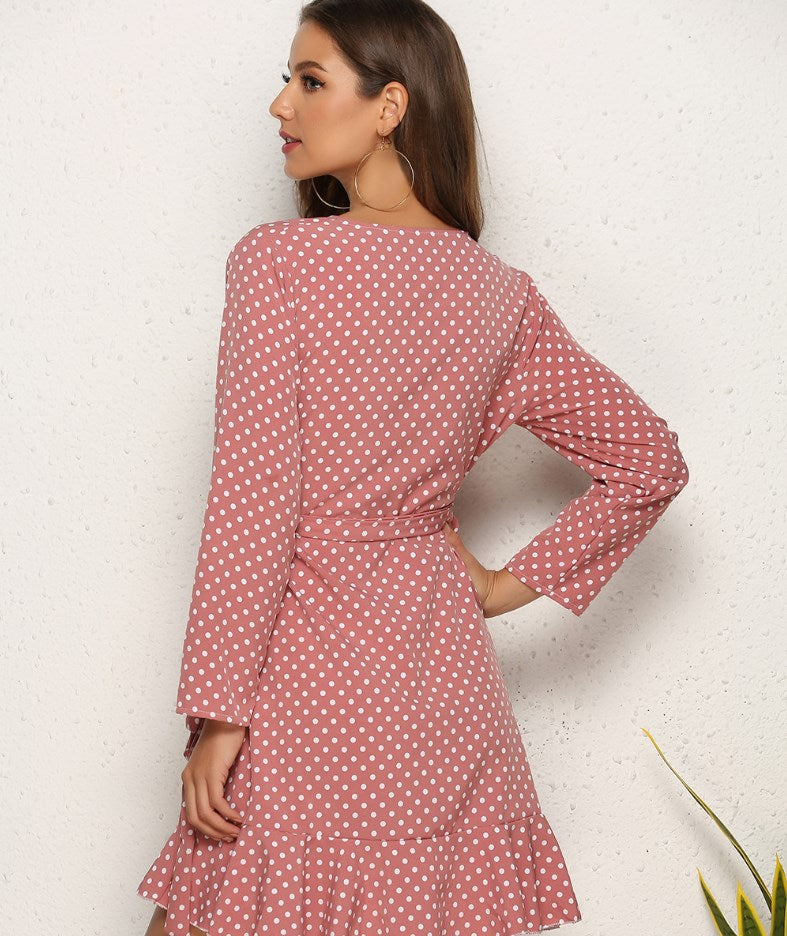 Irregular Autumn Dress with Ruffle Details