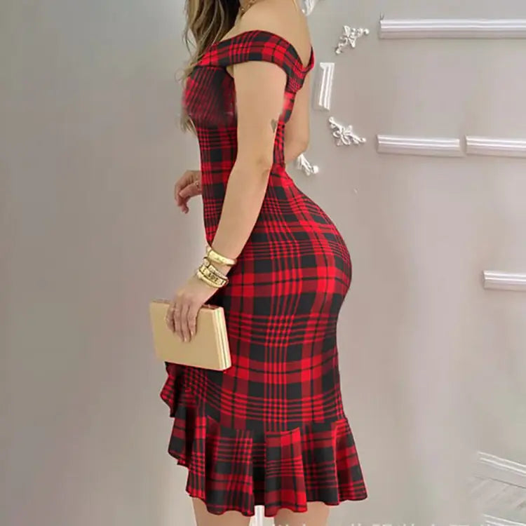 2023 Summer Women's Off-Shoulder Ruffled Dress