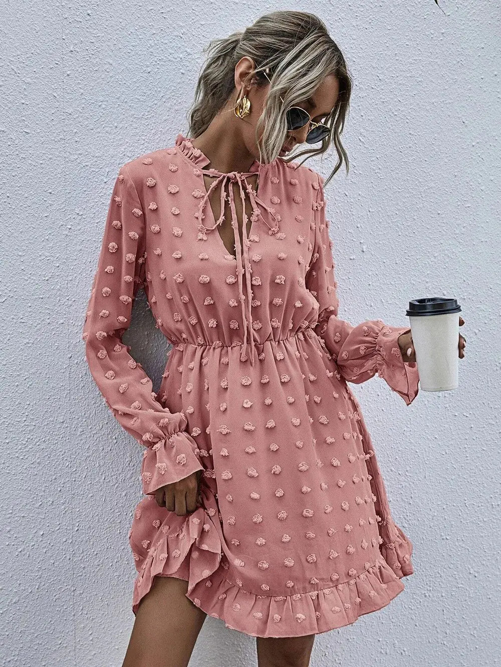 High Waist Polka Dot Dress for Women
