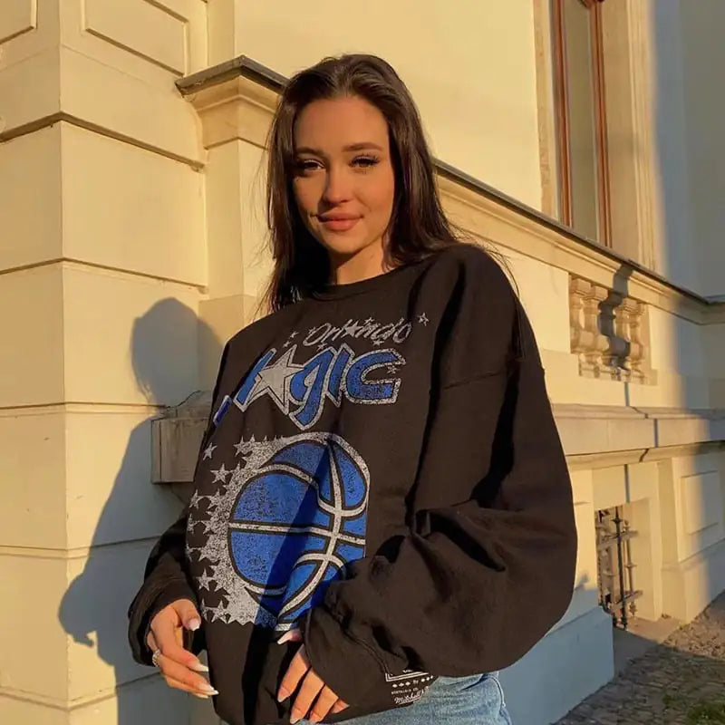 Women's Black Hooded Fleece Sweatshirt