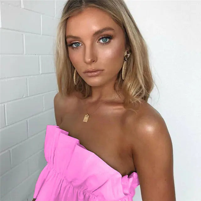 Off Shoulder Ruffled Tube Top for Women