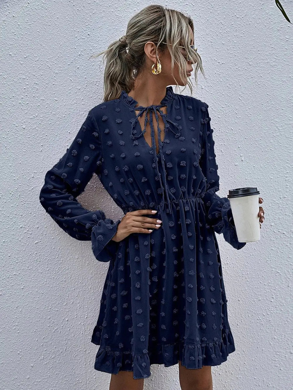 High Waist Polka Dot Dress for Women
