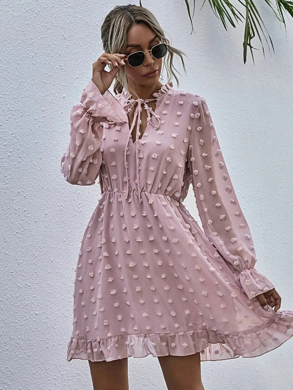 High Waist Polka Dot Dress for Women