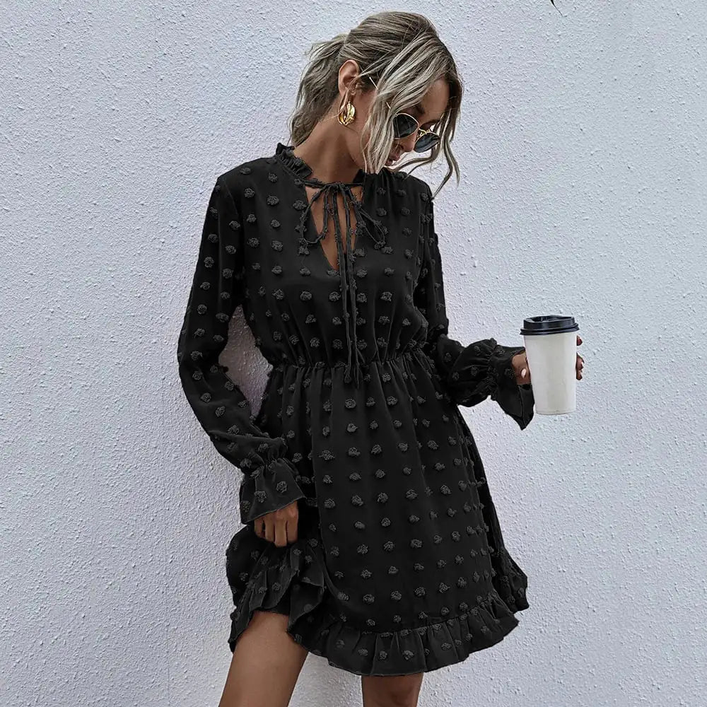 High Waist Polka Dot Dress for Women