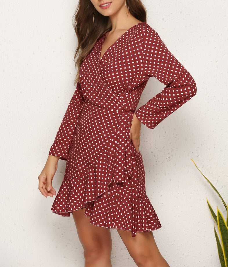Irregular Autumn Dress with Ruffle Details