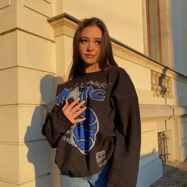 Women's Black Hooded Fleece Sweatshirt