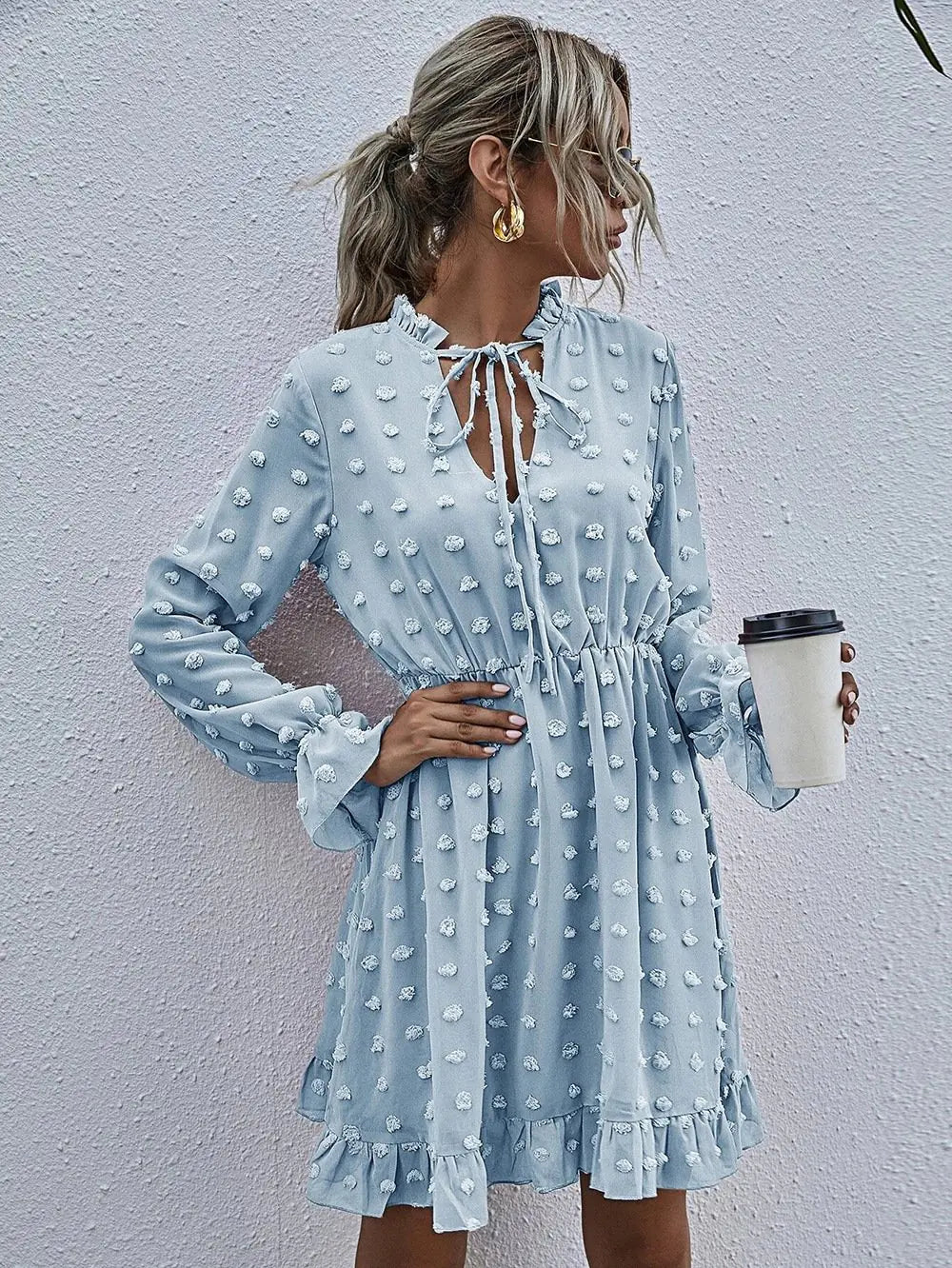 High Waist Polka Dot Dress for Women