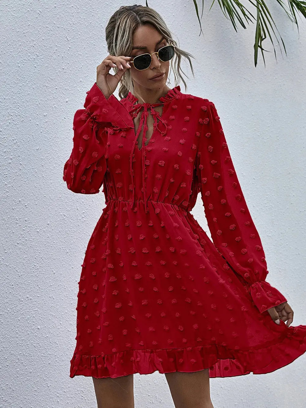 High Waist Polka Dot Dress for Women