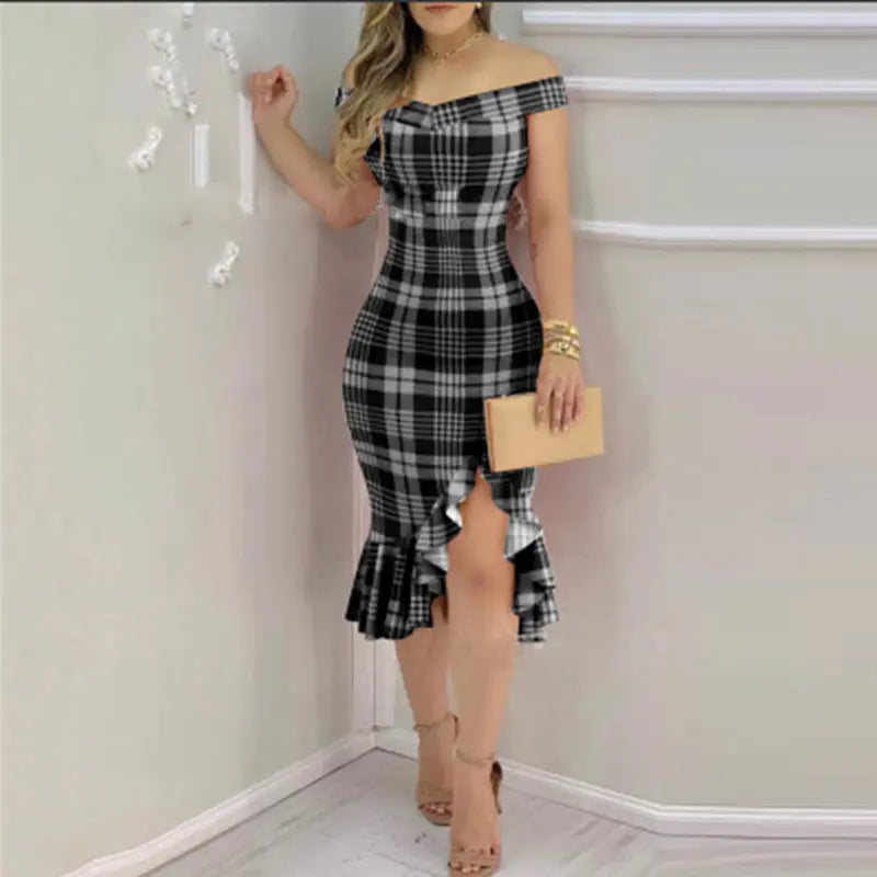 2023 Summer Women's Off-Shoulder Ruffled Dress